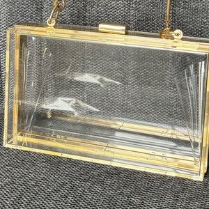 Acrylic Clear Gold Clutch Purse